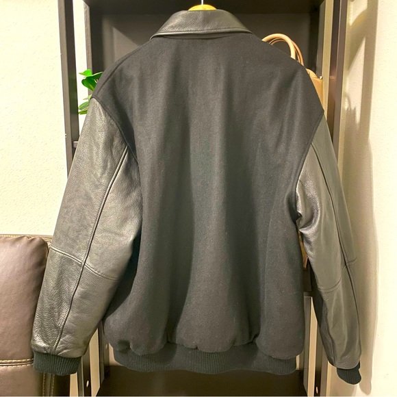 RARE NFL Tampa Bay Buccaneers Wool Leather Varsity Jacket Black Red Size Men Med - Picture 2 of 10